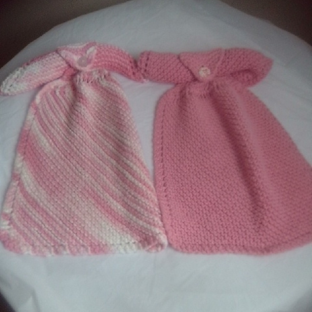 Pink and White Knit Hanging baby ornament decor BUNDLE